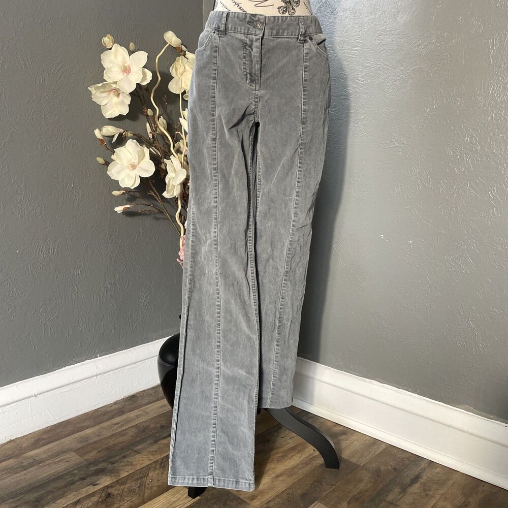 London Jean Corduroy Pants The Christie Fit Straight Leg Gray Size 8 Extra Long